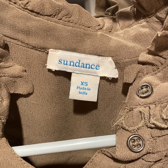 Sundance olive ruffle button-down blouse. Women size XS. - Picture 2 of 3